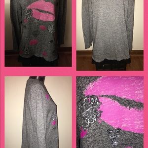 Style & Co Long Top with Lace on Bottom Large